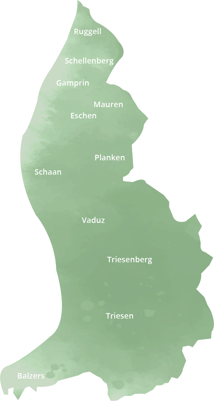 Karte von Liechtenstein mit Links zu allen Schulen